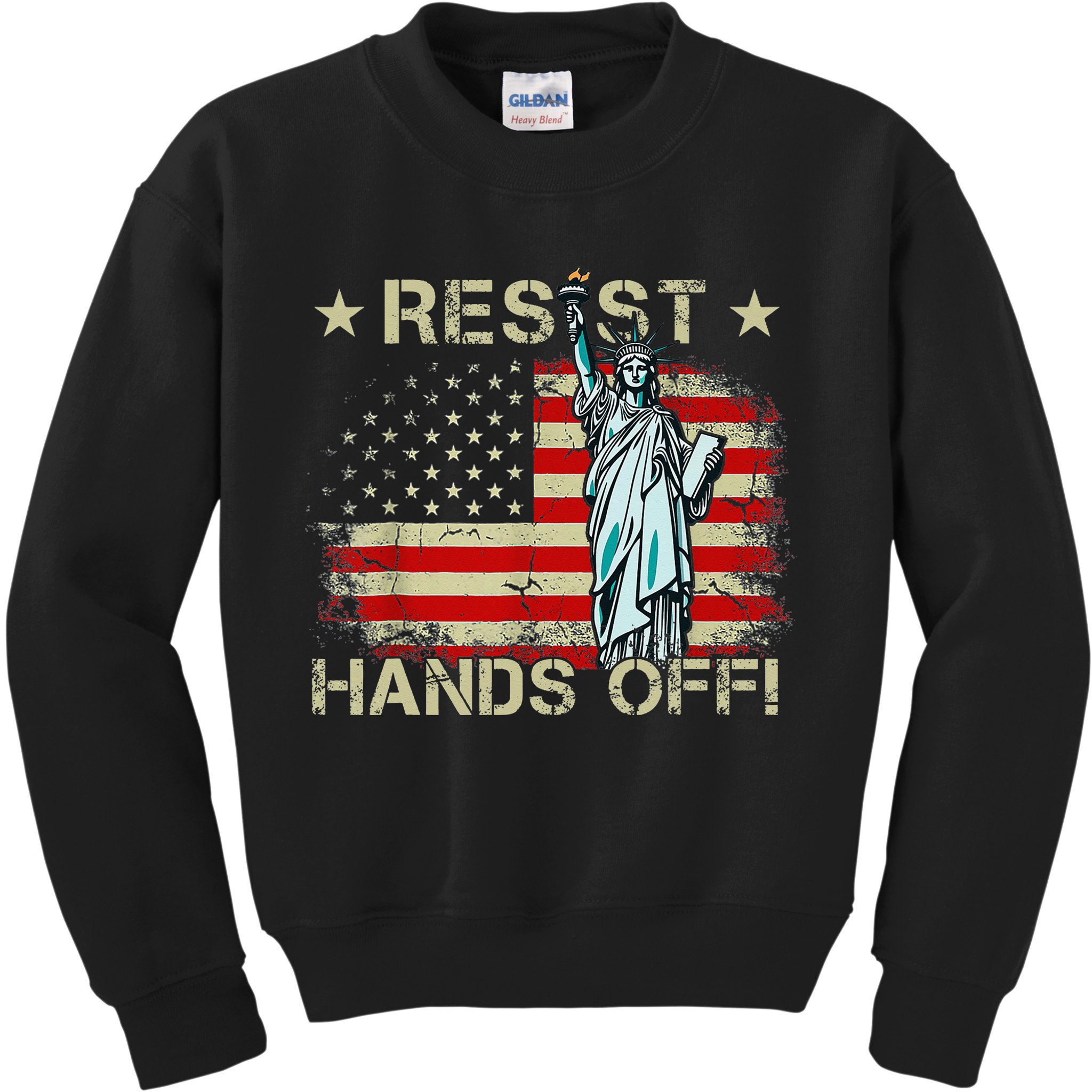 Resist Resistance Statue Of Liberty Hands Off Protest Retro Kids Sweatshirt