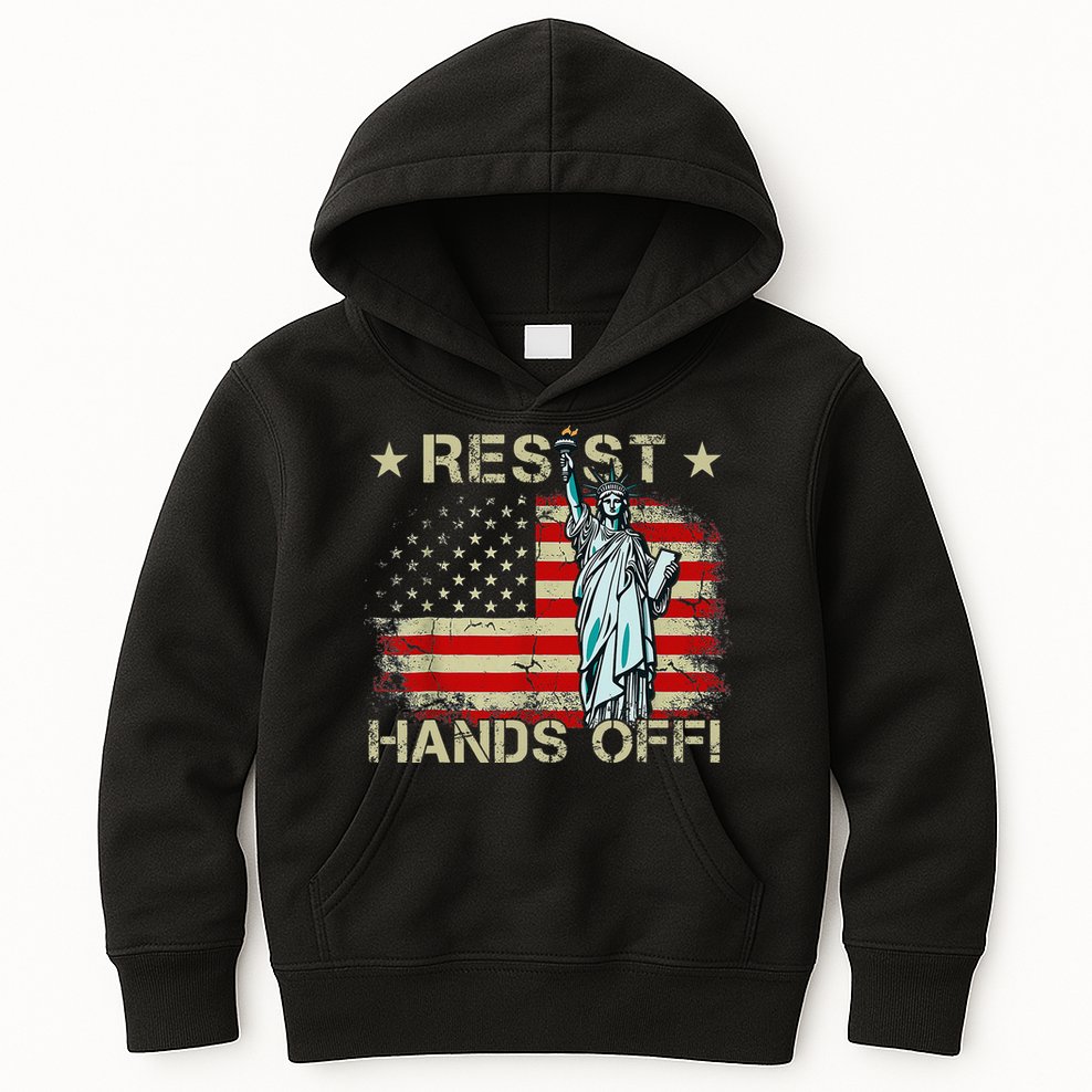Resist Resistance Statue Of Liberty Hands Off Protest Retro Kids Hoodie