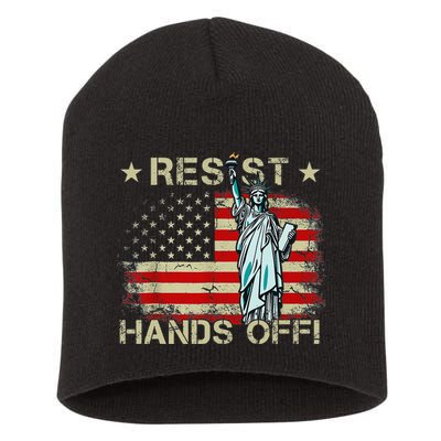 Resist Resistance Statue Of Liberty Hands Off Protest Retro Short Acrylic Beanie