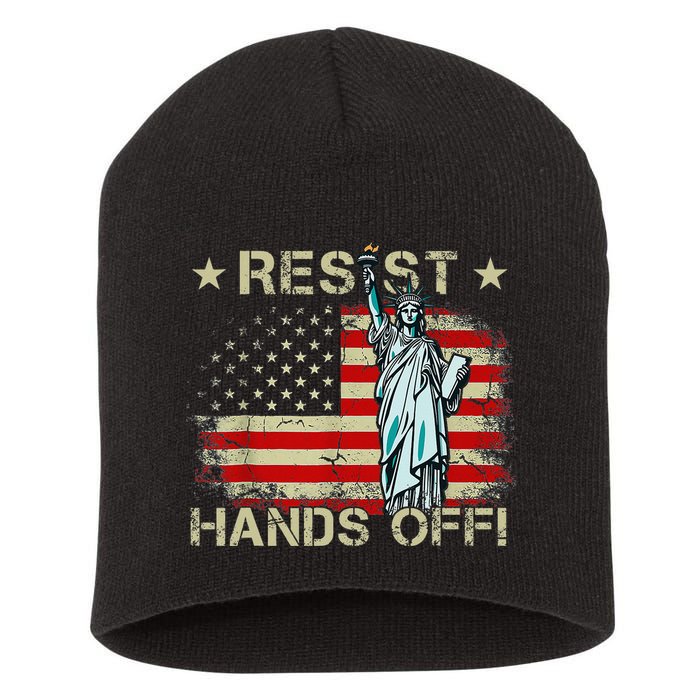 Resist Resistance Statue Of Liberty Hands Off Protest Retro Short Acrylic Beanie