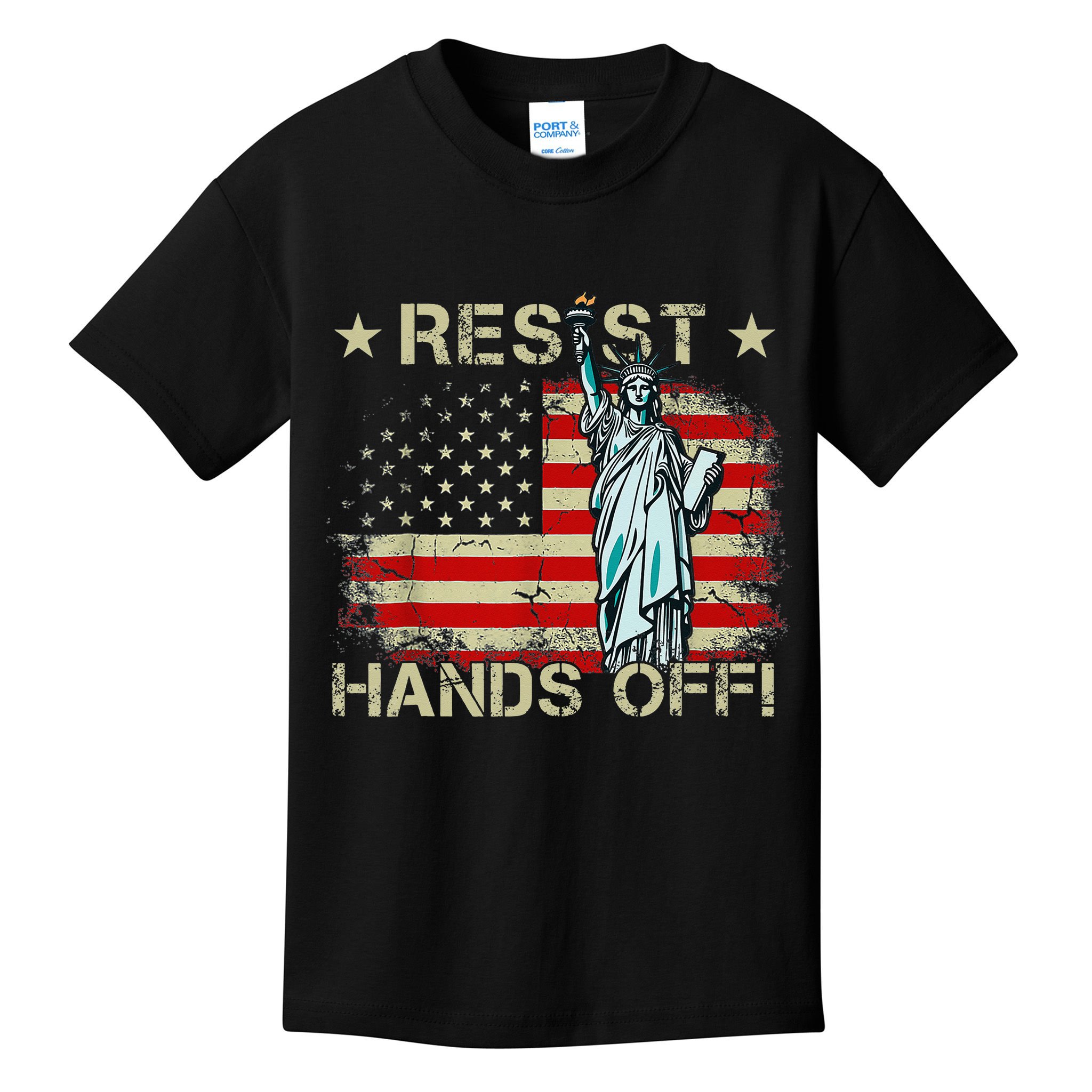 Resist Resistance Statue Of Liberty Hands Off Protest Retro Kids T-Shirt