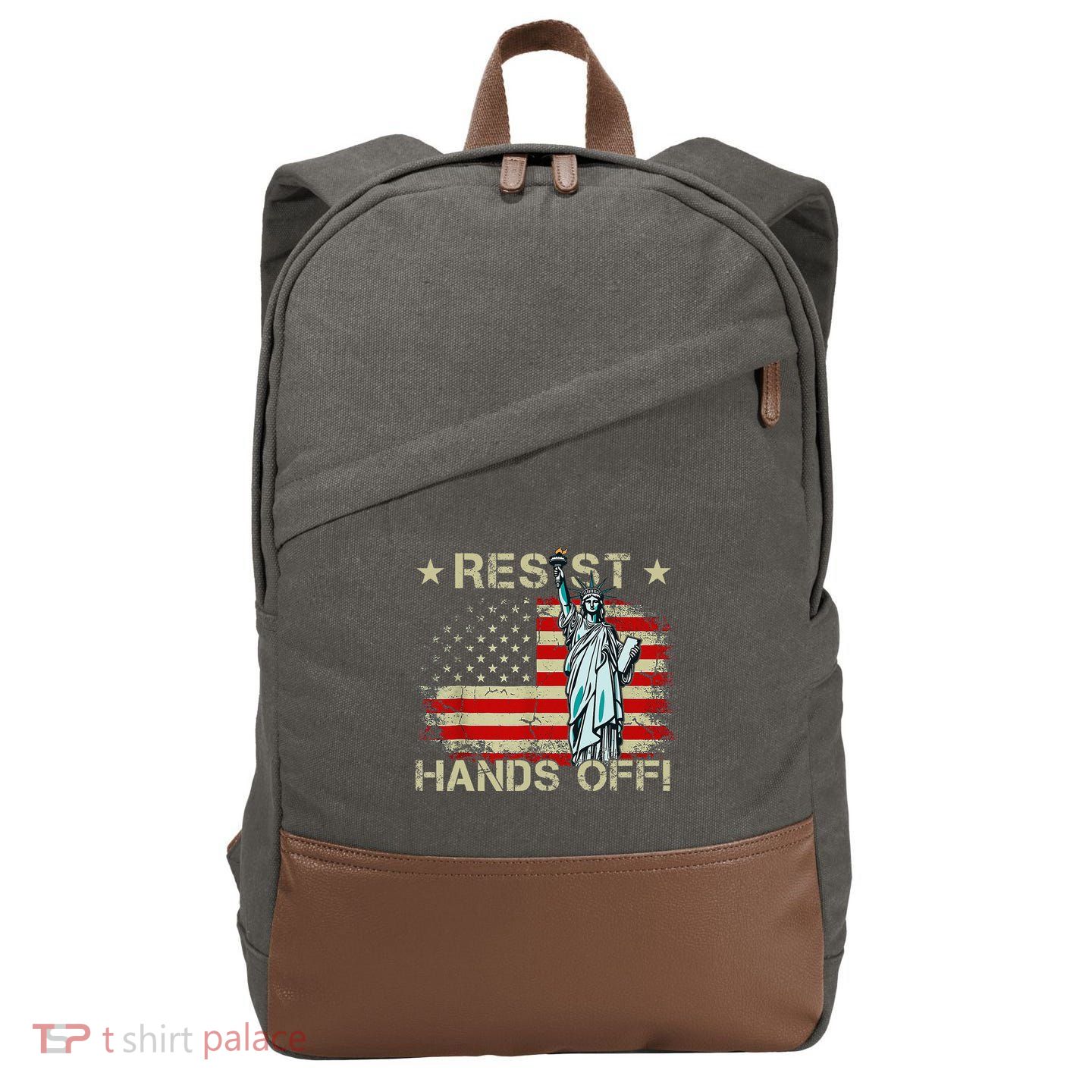 Resist Resistance Statue Of Liberty Hands Off Protest Retro Cotton Canvas Backpack