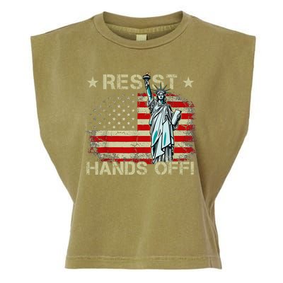 Resist Resistance Statue Of Liberty Hands Off Protest Retro Garment-Dyed Women's Muscle Tee