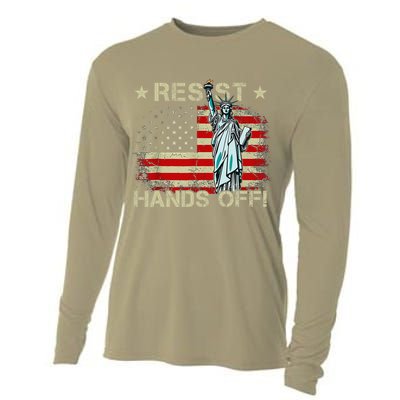 Resist Resistance Statue Of Liberty Hands Off Protest Retro Cooling Performance Long Sleeve Crew