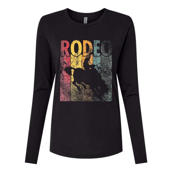 Rodeo Retro Style Cow Horse Riding Vintage Womens Cotton Relaxed Long Sleeve T-Shirt