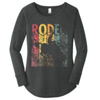 Rodeo Retro Style Cow Horse Riding Vintage Women's Perfect Tri Tunic Long Sleeve Shirt