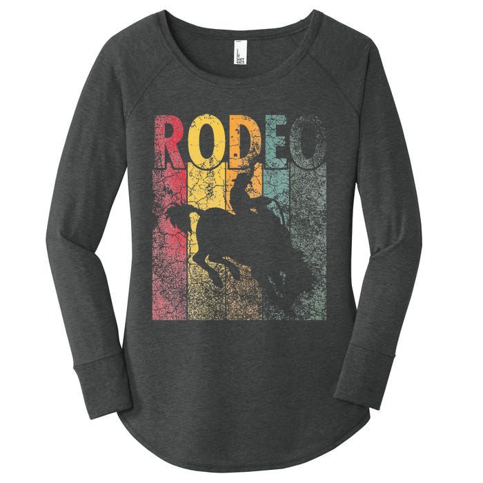 Rodeo Retro Style Cow Horse Riding Vintage Women's Perfect Tri Tunic Long Sleeve Shirt