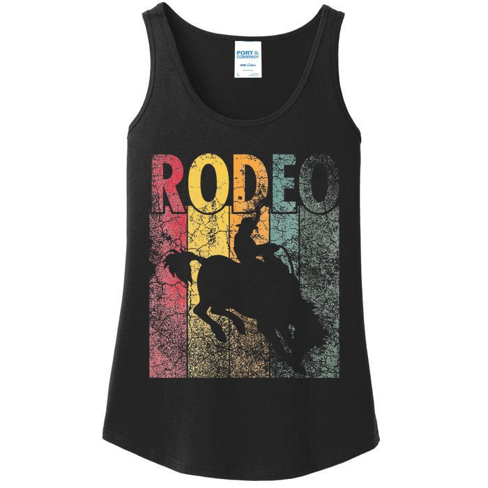 Rodeo Retro Style Cow Horse Riding Vintage Ladies Essential Tank