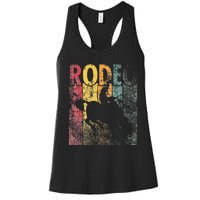 Rodeo Retro Style Cow Horse Riding Vintage Women's Racerback Tank