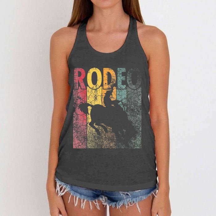 Rodeo Retro Style Cow Horse Riding Vintage Women's Knotted Racerback Tank