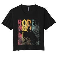 Rodeo Retro Style Cow Horse Riding Vintage Women's Crop Top Tee