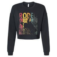 Rodeo Retro Style Cow Horse Riding Vintage Cropped Pullover Crew