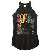 Rodeo Retro Style Cow Horse Riding Vintage Women's Perfect Tri Rocker Tank