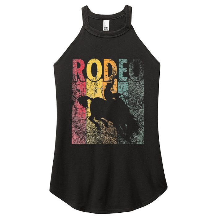 Rodeo Retro Style Cow Horse Riding Vintage Women's Perfect Tri Rocker Tank