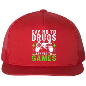 Red Ribbon Squad Week Say No to Drugs Say Yes to Video Games Flat Bill Trucker Hat