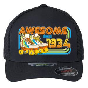 Retro Roller Skates Awesome Since 1934 90th Birthday Flexfit Unipanel Trucker Cap