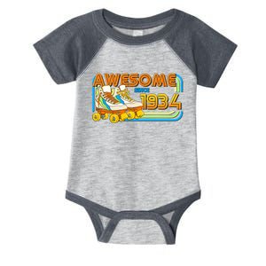 Retro Roller Skates Awesome Since 1934 90th Birthday Infant Baby Jersey Bodysuit