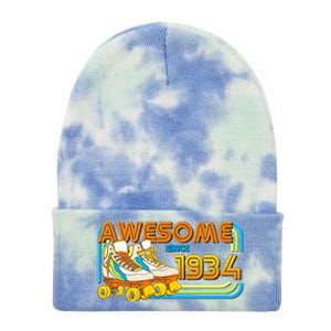 Retro Roller Skates Awesome Since 1934 90th Birthday Tie Dye 12in Knit Beanie