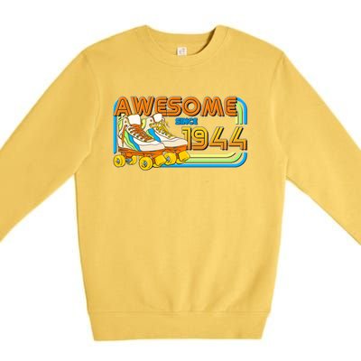 Retro Roller Skates Awesome Since 1944 80th Birthday Premium Crewneck Sweatshirt