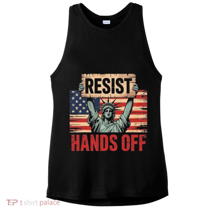 Resist Resistance Statue Of Liberty Hands Off Protest Ladies PosiCharge Tri-Blend Wicking Tank