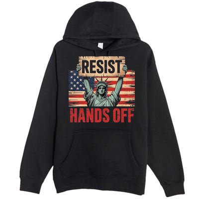Resist Resistance Statue Of Liberty Hands Off Protest Premium Pullover Hoodie