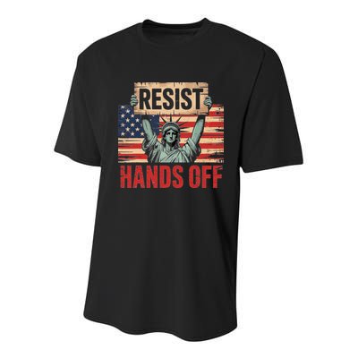 Resist Resistance Statue Of Liberty Hands Off Protest Youth Performance Sprint T-Shirt