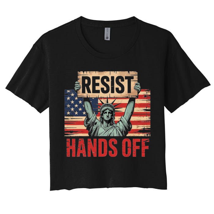 Resist Resistance Statue Of Liberty Hands Off Protest Women's Crop Top Tee