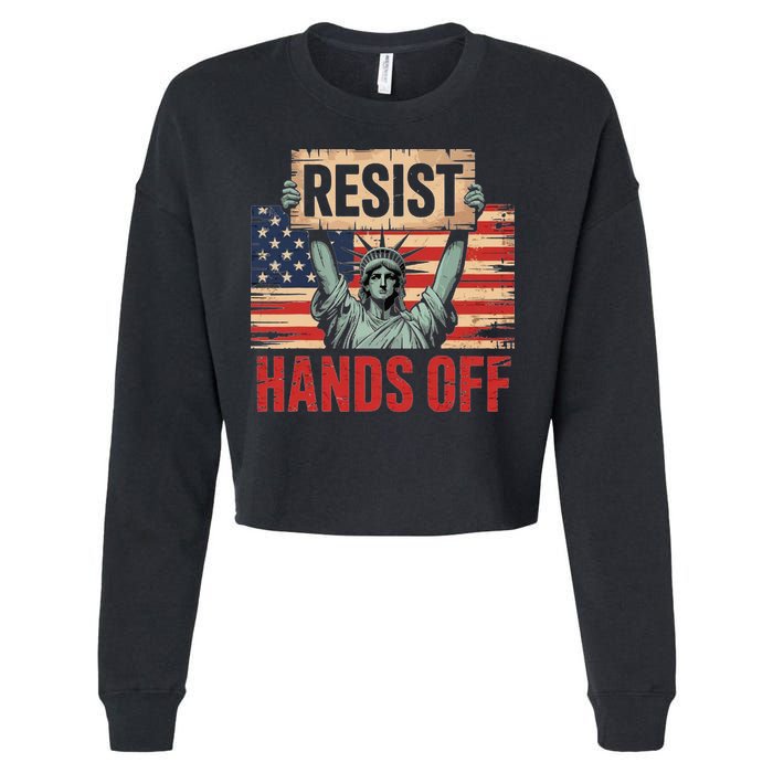 Resist Resistance Statue Of Liberty Hands Off Protest Cropped Pullover Crew