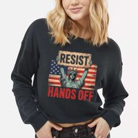 Resist Resistance Statue Of Liberty Hands Off Protest Cropped Pullover Crew