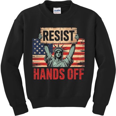 Resist Resistance Statue Of Liberty Hands Off Protest Kids Sweatshirt