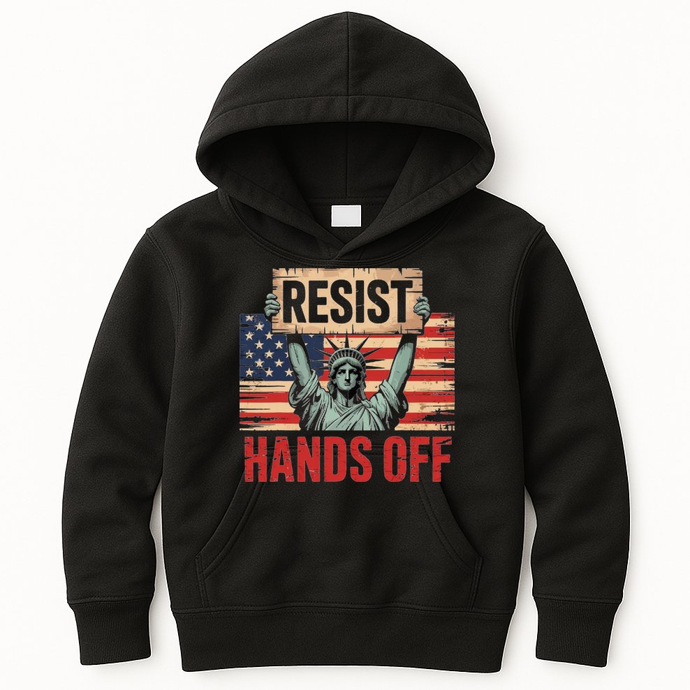 Resist Resistance Statue Of Liberty Hands Off Protest Kids Hoodie