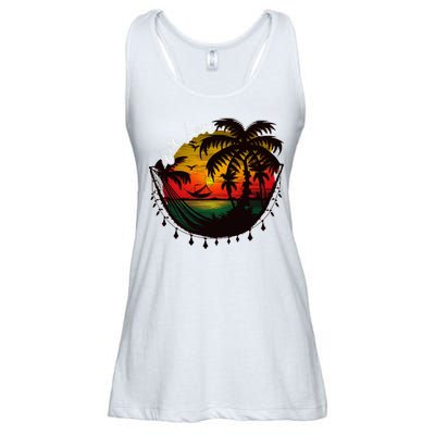 Rasta Reggae Sunset One Pride Love Rastafari Jamaican Ladies Essential Flowy Tank