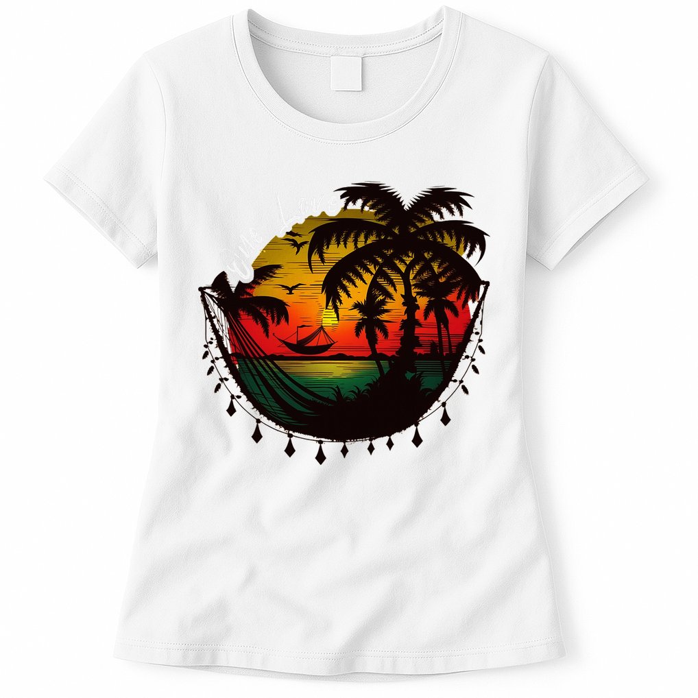 Rasta Reggae Sunset One Pride Love Rastafari Jamaican Womens T-Shirt
