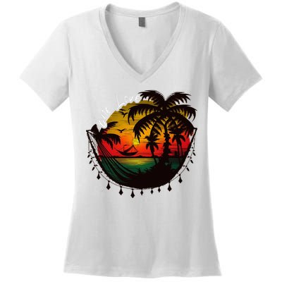 Rasta Reggae Sunset One Pride Love Rastafari Jamaican Women's V-Neck T-Shirt