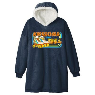 Retro Roller Skates Awesome Since 1964 60th Birthday Hooded Wearable Blanket