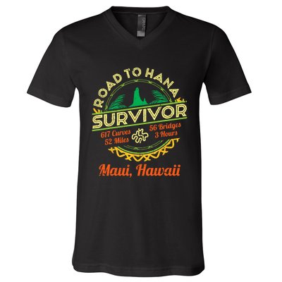 RJC Road To Hana Survivor Maui Hawaii Trip Adventure V-Neck T-Shirt