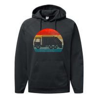 Retro Recycling Trash Garbage Truck Sunset Old School Party Performance Fleece Hoodie