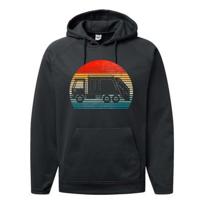 Retro Recycling Trash Garbage Truck Sunset Old School Party Performance Fleece Hoodie