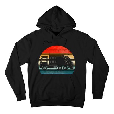 Retro Recycling Trash Garbage Truck Sunset Old School Party Hoodie