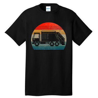 Retro Recycling Trash Garbage Truck Sunset Old School Party Tall T-Shirt