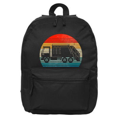 Retro Recycling Trash Garbage Truck Sunset Old School Party 16 in Basic Backpack