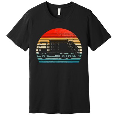 Retro Recycling Trash Garbage Truck Sunset Old School Party Premium T-Shirt