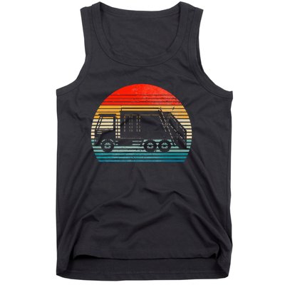 Retro Recycling Trash Garbage Truck Sunset Old School Party Tank Top