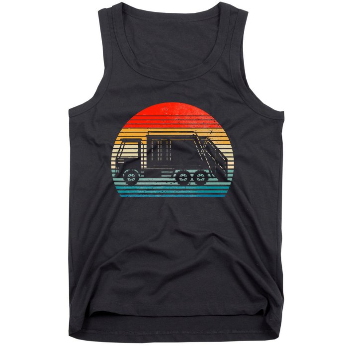 Retro Recycling Trash Garbage Truck Sunset Old School Party Tank Top