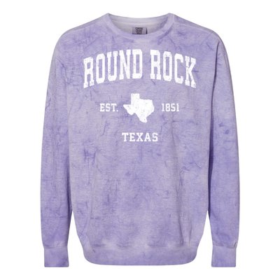 Round Rock Texas Tx Vintage State Flag Sports Colorblast Crewneck Sweatshirt