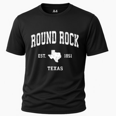 Round Rock Texas Tx Vintage State Flag Sports Cooling Performance Crew T-Shirt