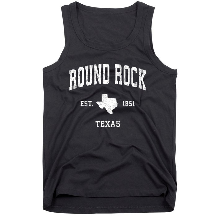 Round Rock Texas Tx Vintage State Flag Sports Tank Top