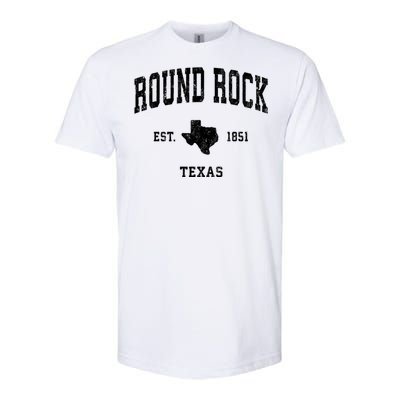 Round Rock Texas Tx Vintage State Flag Sports Softstyle CVC T-Shirt