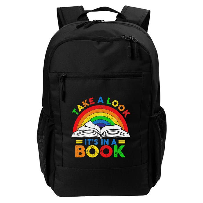 Retro Rainbow Take A Look ItS In A Book Reading Bookworm Daily Commute Backpack