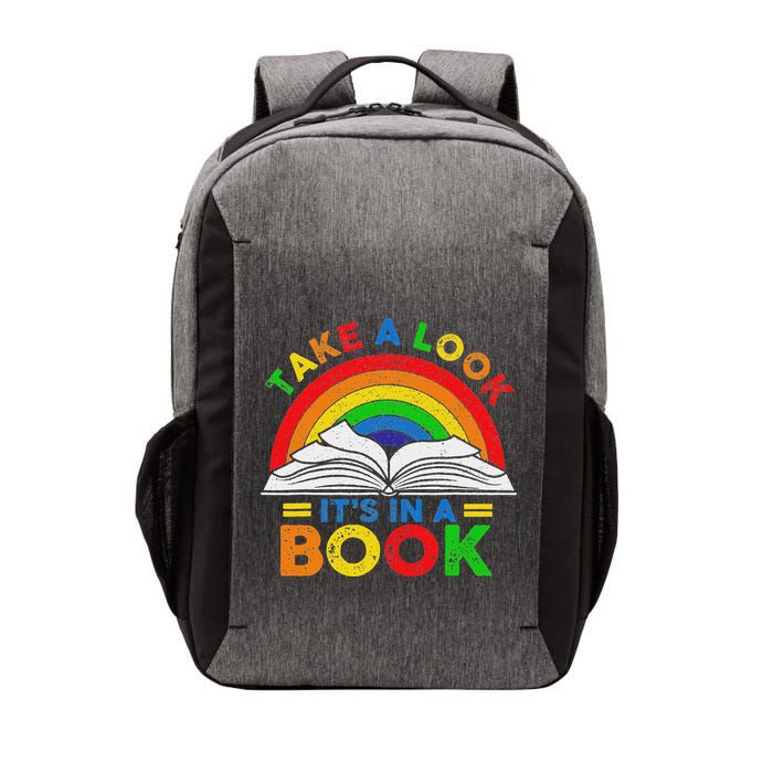 Retro Rainbow Take A Look ItS In A Book Reading Bookworm Vector Backpack